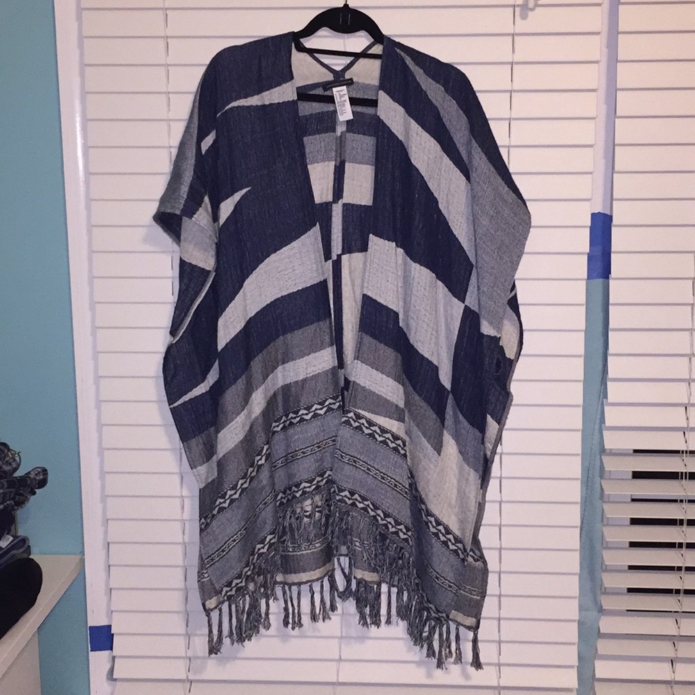 Blue and grey shawl